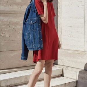 Everlane Japanese GoWeave Short Leave Crimson Dress size 4